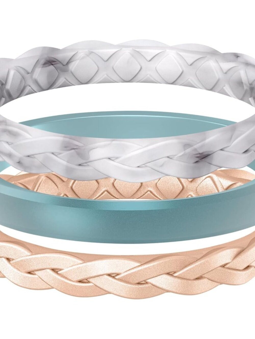 Women's Thin Stackable Silicone Wedding Rings, 3-8 Multipack Bands